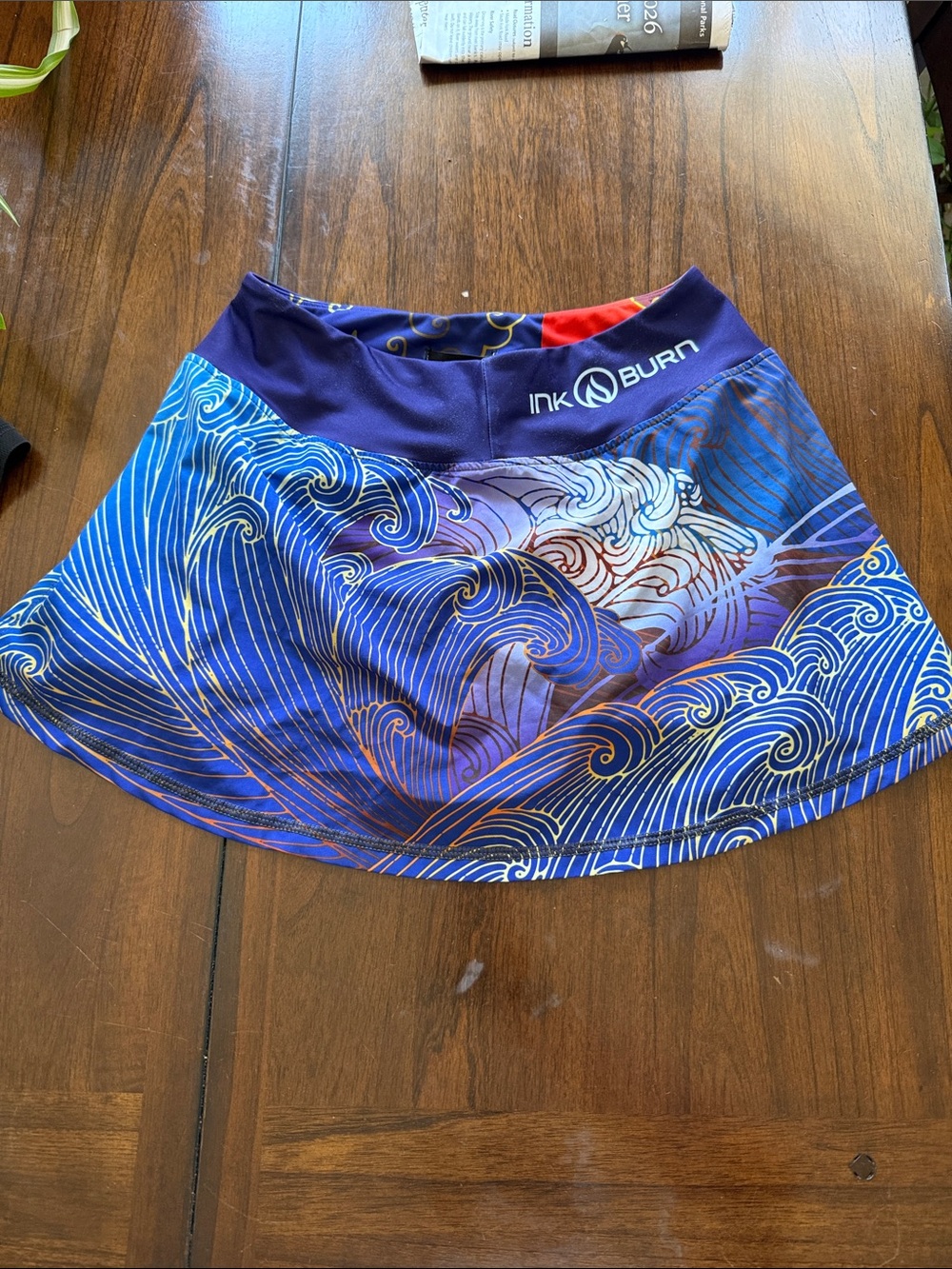 INKnBURN Blue Purple Wave Print Skirt